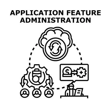 Application feature administration and user management concept Stock Illustration