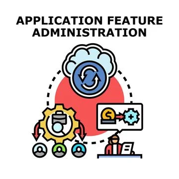 Application feature administration and user management concept Stock Illustration