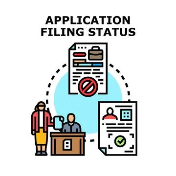 Application filing status management process and document review Stock Illustration