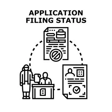 Application filing status management process and document review Stock Illustration