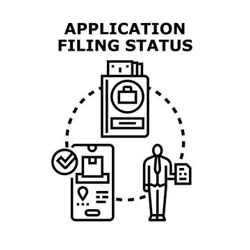 Application filing status tracking process concept illustration Stockillustratie