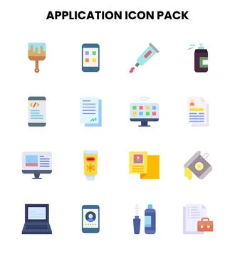 Application Flat Bundle Icons Pack Stock Illustration
