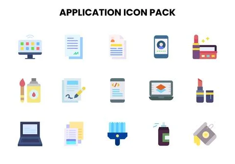 Application Flat Set Icons Pack Stock Illustration