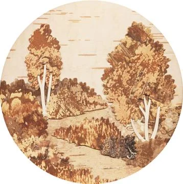 Application: footpath in birch wood Stock Illustration