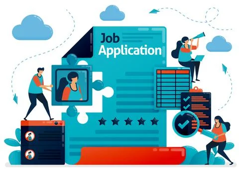 Application form for accepting new employees, hiring employees by reading cv  Stock Illustration