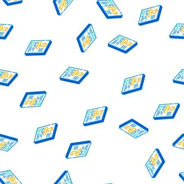 Application form cv isometric icon seamless pattern Stock Illustration