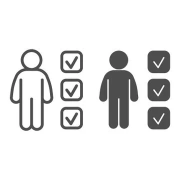 Application form review line and solid icon. Candidate personality test outline Stock Illustration