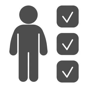 Application form review solid icon. Candidate personality test glyph style Stock Illustration