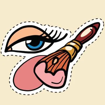 Application of Foundation with a brush on the skin Stock Illustration