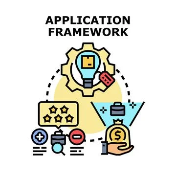Application framework developing concept and process Stock-Illustration