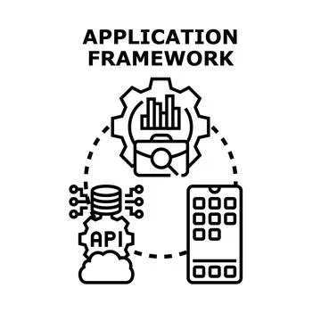 Application framework development integrating mobile and cloud technology Stock Illustration