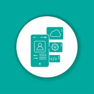Application functions color glyph icon. Pictogram for web page Stock Illustration
