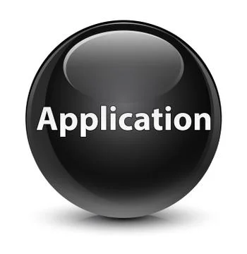 Application glassy black round button Stock Illustration