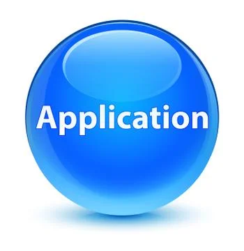 Application glassy cyan blue round button Stock Illustration