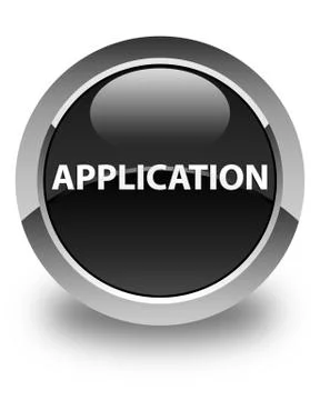 Application glossy black round button 스톡 일러스트