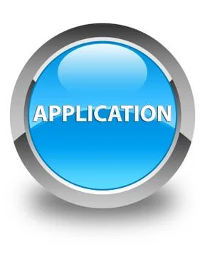 Application glossy cyan blue round button 스톡 일러스트