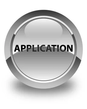 Application glossy white round button Stock Illustration