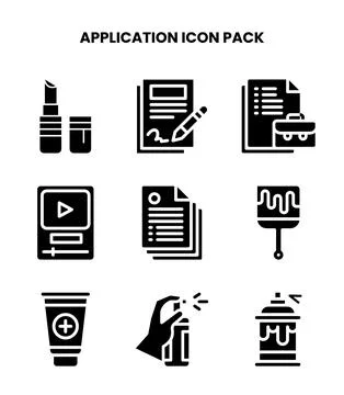 Application Glyph Bundle Icons Pack Stock Illustration
