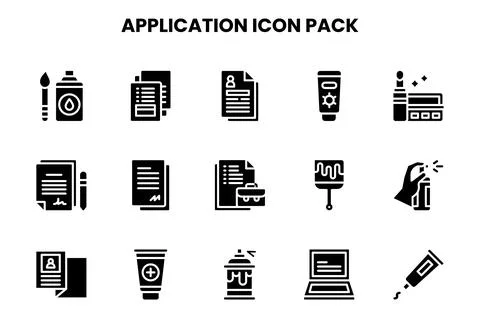 Application Glyph Design Icons Pack イラスト素材