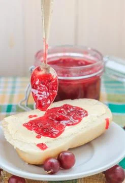 Application gooseberry jam spoon roll Stock Photos