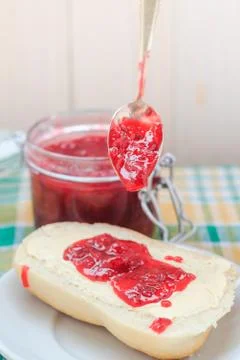 Application gooseberry jam spoon roll Stock Photos