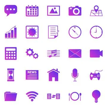 Application gradient icons on white background Stock Illustration