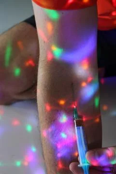 Application heroin on disco Stock Photos