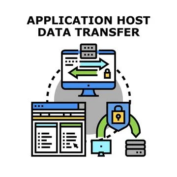 Application host data transfer security concept illustration 스톡 일러스트