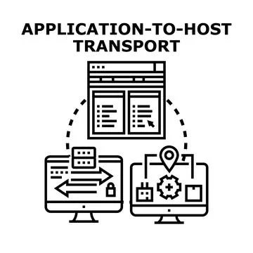 Application to host transport connecting devices computing Stock Illustration