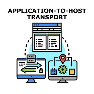 Application to host transport connecting devices computing Stock Illustration