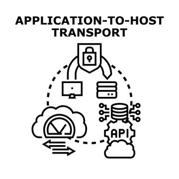 Application to host transport connecting secure network Stock Illustration