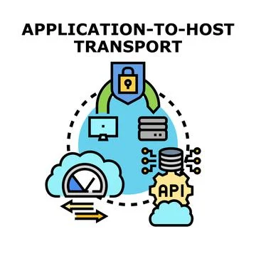 Application to host transport connecting secure network Stock Illustration