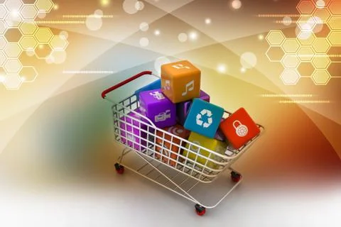 Application icon concept in trolley Stock Illustration