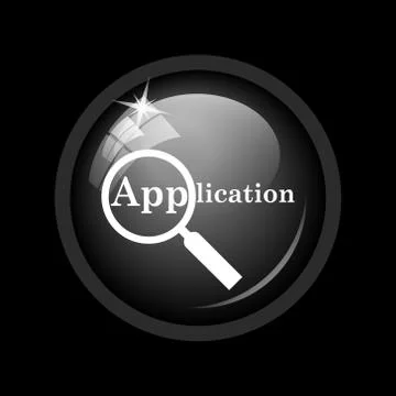 Application icon. Internet button on black background. . Illustrazione stock