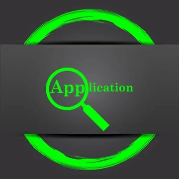 Application icon. Internet button with green on grey background.. Stock Illustration