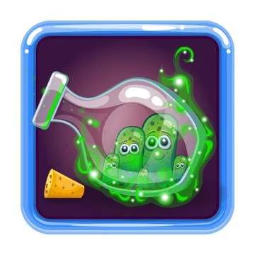 Application icon with monsters in bottle Stock Illustration