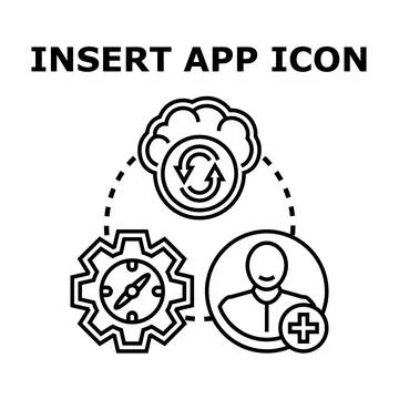 Application icon with user adding, cloud storage sync, and settings Stock Illustration