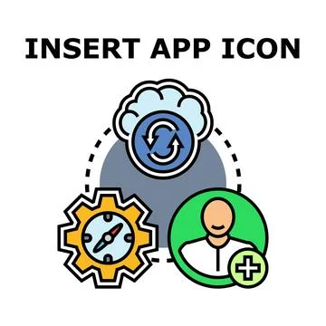 Application icon with user adding, cloud storage sync, and settings Illustrazione stock