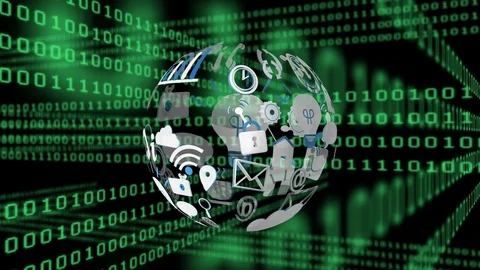 Application icons and binary codes Stock Footage 108864078