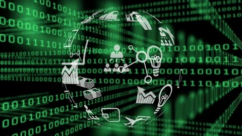 Application icons and binary codes Stock Footage 108864223