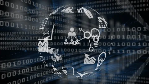 Application icons and binary codes Stock Footage 108869665