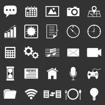 Application icons on black background Stock Illustration