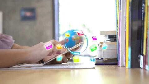 Application icons interface on smartphone. Social media concept Stock Footage 80176473