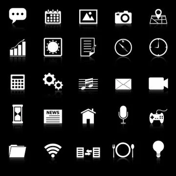 Application icons with reflect on black background Stock-Illustration
