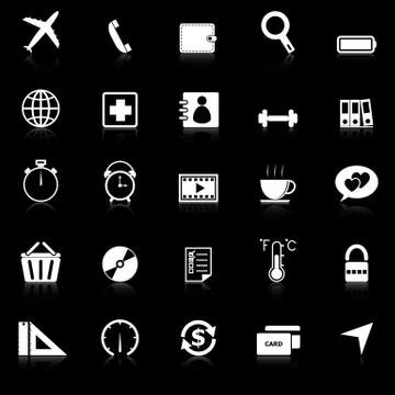 Application icons with reflect on black background. set 2 Stock Illustration