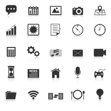 Application icons with reflect on white background Illustrazione stock