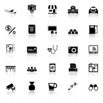 Application icons with reflect on white background Stock Illustration