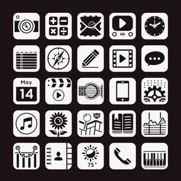 Application  icons for smartphone and web. Vector illustration. Stock Illustration
