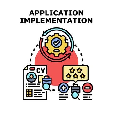 Application implementation process development and review Stock Illustration
