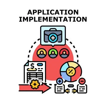 Application implementation process development management strategy 스톡 일러스트